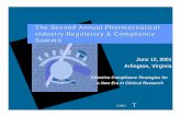 The Second Annual Pharmaceutical Industry Regulatory & Compliance … · 2002-07-21 · ©2001 T The Second Annual Pharmaceutical Industry Regulatory & Compliance Summit June 12,