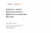 CRISIS AND EMERGENCY MANAGEMENT P · 2018-04-04 · Crisis and Emergency Management Plan 7 Last revised: December 2017 2. PLAN DOCUMENTATION 2.1 PROMULGATION TO: VIRGINIA TECH COLLEGES,