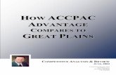 HOW ACCPAC ADVANTAGE COMPARES TO GREAT PLAINSHOW ACCPAC ADVANTAGE COMPARES TO GREAT PLAINS COMPETITIVE ANALYSIS & REVIEW JUNE, 2004 J. CARLTON COLLINS, CPA ASA RESEARCH ATLANTA, GEORGIA