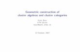 Geometric construction of cluster algebras and cluster ...algebra. Expectation: the positive part of the quantized enveloping algebra has a (quantum) cluster algebra structure, with