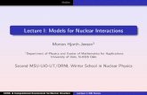 Lecture I: Models for Nuclear Interactions · Lecture I: Models for Nuclear Interactions Morten Hjorth-Jensen1 1Department of Physics and Center of Mathematics for Applications University