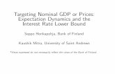 Targeting Nominal GDP or Prices: Expectation Dynamics and the … · Targeting Nominal GDP or Prices: Expectation Dynamics and the Interest Rate Lower Bound Seppo Honkapohja, Bank