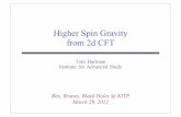 Higher Spin Gravity from 2d CFT - 3d Higher Spin Gravity Duality Black Holes 3d Gravity/Chern-Simons AdS 3 gravity is related to Chern-Simons gauge theory Comments: • This sector