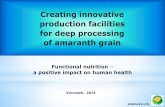 Creating innovative production facilities for deep ...€¦ · Creating innovative production facilities for deep processing of amaranth grain Functional nutrition – a positive