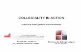 COLLEGIALITY IN ACTION - Ohlone College · COLLEGIALITY IN ACTION Effective Participation Fundamentals Community College League OF CALIFORNIA ... CCCT/CEOCCC Policy Paper, December