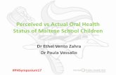 Perceived vs Actual Oral Health Status of Maltese School ... · 10/2/2017  · Rx) 34.5% caries free when considering both enamel and dentine lesions 67.8% caries free when considering