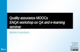 Quality assurance MOOCs · MOOC on Water Treatment OER up to whole MOOC Accredited MSc Aerospace course Accredited Online MSc Water Management. 1. Credit recognition of MOOCs 11.