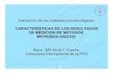 CARACTERISTICAS DE LOS RESULTADOS DE MEDICION DE METODOS · PDF file METODOS MICROBIOLOGICOS CUANTITATIVOS ISO 5725 (trueness and precision) of measurement methods and results PRECISIÓN: