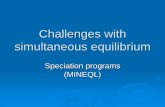 Challenges with simultaneous equilibrium · Speciation with different ligands present In aqueous solution, containing a number of metal cations and ligand anions, there are several