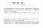 FERONIA INC. INTERIM MANAGEMENT S DISCUSSION AND … · 1 FERONIA INC. INTERIM MANAGEMENT’S DISCUSSION AND ANALYSIS – QUARTERLY HIGHLIGHTS FOR THE THREE AND NINE MONTHS ENDED