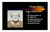 Virtue Ethics - Lane Community College€¦ · Virtue Ethics •Aristotle is a realist •Being an intellectual requires certain things –Friends to philosophize with –Not being