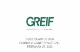FIRST QUARTER 2020 EARNINGS CONFERENCE CALL FEBRUARY … · and integration related Enterprise Resource Planning (ERP) systems . Note: A reconciliation of the differences between