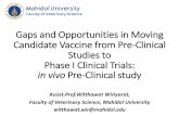 Gaps and Opportunities in Moving Candidate Vaccine from ... · witthawat.wir@mahidol.edu. Overview: •Preclinical study for vaccine development •FVSMU experience for biological