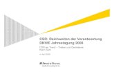 CSR: Reichweiten der Verantwortung DNWE Jahrestagung 2008 · Erste Anzeichen einer CSR-Management Best Practice Ergebnisse einer EY-Untersuchung Gesamtmenge: 45 Unternehmen 23 deutsche