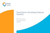 Thyroid Storm in the Setting of Subacute Thyroiditis · 5/11/2019  · Discuss Differential Diagnosis 4. Discuss Diagnostic Criteria 5. Discuss Treatment 6. Patient Update Outline