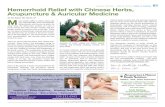 Acupuncture & Natural Health Solutions · 2016-03-01 · Hemorrhoid Relief with Chinese Herbs, Acupuncture & Auricular Medicine By Toni Eatros, MS, Dipl Ac, AP any people suffer in