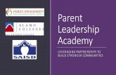 Parent Leadership Academy Parent Leadership... · 1. *Parent Leadership Academy Orientation 2. Navigating the School System 3. My Role in the Community as a Parent 4. Developing a