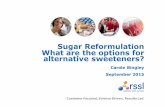 Sugar Reformulation What are the options for alternative ... · Aspartame, Acesulfame-K 128kcal per Lolly Contains inulin labelled as Chicory Root Fibre Sugar Free Gum Sorbitol, Xylitol,