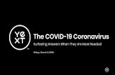 The COVID-19 Coronavirus - Yext...Look at your own data — in Google Analytics, Google Trends, Adobe Analytics, etc. — to understand what people are specifically asking about coronavirus