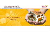 Earnings Presentation Q4FY18 - Repco Home Finance · PDF file Repco Home Finance Limited Earnings Presentation May 2018 Gross NPA Net NPA Asset quality & provisioning 12 Provision