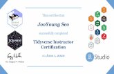 JooYoung Seojooyoung+tidyverse.pdf · JooYoung Seo successfully completed Tidyverse Instructor Certification on June 1, 2020 Dr. Gregory V. Wilson. tidyr Studiõ Certified Trainer