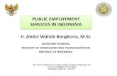 PUBLIC EMPLOYMENT SERVICES IN INDONESIA Ir. Abdul Wahab ... · ir. abdul wahab bangkona, m.sc secretary general ministry of manpower and transmigration republic of indonesia . outlines