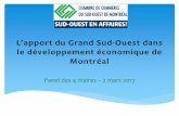 La Chambre de commerce du Sud-Ouest de Montréal · 2017-03-08 · Arrondissement du Sud- Ouest – 9,2 % Arrondissement de Lachine – 6,9 % Arrondissement de Verdun – 4,6 % Arrondissement