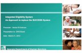 Integrated Eligibility System An Approach to replace the ... · • It is currently referred to as the Integrated Eligibility System (IES) • The intent is to leverage the funding