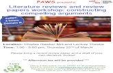 Literature reviews and review papers workshop ... · Location: Charles Hawker McLeod Lecture Theatre Time: 1:00 -5:00 pm, Thursday 22ndof March This is a free event run by PAWS for