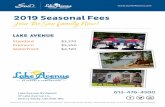 2019 Seasonal Fees Joi the Su fa ily Now! · 2018-08-29 · Certan ters an ontons aly. Rates o not nlue hyro. Other ark se fees ay aly - lease see Park for etals. All rates are suet