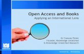 Open Access and Books - ANU Librarylibrary-admin.anu.edu.au/...pinter-open-access-for... · • Funding Models • Costs of Publishing ... • Funding for new publishers is emerging