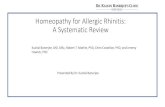 Homeopathy for Allergic Rhinitis · 2018-11-13 · Homeopathy for Allergic Rhinitis: A Systematic Review Kushal Banerjee, MD, MSc, Robert T. Mathie, PhD, CeireCostelloe, PhD, and