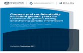 Consent and conﬁ dentiality in clinical genetic …...2nd edition September 2011 Consent and conﬁ dentiality in clinical genetic practice: Guidance on genetic testing and sharing
