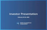 Investor Presentation - World Finance...2 Certain statements in this presentation constitute “forwardlooking-statements”under the Private Securities Litigation Reform Act of 1995.