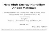 New High-Energy Nanofiber Anode Materials€¦ · New High-Energy Nanofiber Anode Materials Xiangwu Zhang, Peter Fedkiw, Saad Khan, and Alex Huang North Carolina State University,