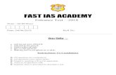 FAST IAS ACADEMY · 2019-05-14 · C) Punjaab D) Maharashtra Q.5. When is zero hour started in Indian parliament – A) First hour of the sitting B) Last hour of sitting C) 12.00