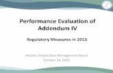 Performance Evaluation of Addendum IV · Performance Evaluation of Addendum IV Atlantic Striped Bass Management Board October 24, 2016 Regulatory Measures in 2015. Overview •Addendum