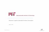 MIT Business Logistics Specialist Position Description · Version March 23, 2015—Page 2MIT Business Logistics Specialist Position Description For internal use of Gartner only. 1