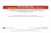 South Carolina Application and Education Review · 2020-02-25 · 1 South Carolina Application and Education Review for Licensure as a Marriage and Family Therapist or Marriage and