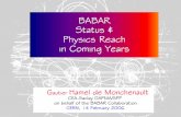 BABAR Status & Physics Reach in Coming Years · BABAR Status & Physics Reach in Coming Years on behalf of the BABAR Collaboration CEA-Saclay DAPNIA/SPP. Status of PEP-2 and BABAR.