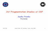 Jet Fragmentation Studies at CDF€¦ · Soft QCD Studies at CDF o In this talk – Jet Fragmentation • I l i p ti l m m t m di t ib tiInclusive particle momentum distribution •