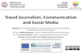 Travel Journalism, Communication and Social Media · Mobile Journalism, non-conventional Tourism, Media studies and Social Sciences. →Main Elements: Experiential Training and Collaborative