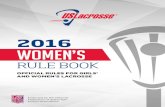 2016 WOMEN’S - US Lacrosse...WOMEN’S RULE BOOK OFFICIAL RULES FOR GIRLS’ AND WOMEN’S LACROSSE US LacroSSe HeaqUarterS 113 W. University Parkway, Baltimore, Md. 21210 ph: 410.235.6882