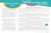 The Official Sterling Hills HOA November Newsletter · 2017-07-01 · The Sterling Hills HOA Newsletter, November 2016 Page 1 November 2016 The Official Sterling Hills HOA Newsletter