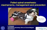 Failed spinal anesthesia: mechanisms, management and ... · Failed spinal anesthesia: mechanisms, management and prevention Why did my spinal fail? 76 14 10 RA RA+GA GA Survey in