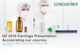 Q2 2018 Earnings Presentation Accelerating our Journey€¦ · Q2 2018 Earnings Presentation Accelerating our Journey Rainer Beaujean, Speaker of the Management Board and CFO July