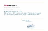 DIRECTORY OF E CHILDHOOD PROGRAMS Directory 2019.pdfD IRECTORY OF E ARLY C HILDHOOD P ROGRAMS AT I OWA C OLLEGES AND U NIVERSITIES All information in this directory is gathered from