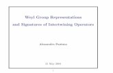 Weyl Group Representations and Signatures of Intertwining ... · The spherical unitary dual of a real split semi-simple Lie group Constructing the operator R„(!;::: a reduction