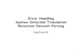 Error Handling Syntax-Directed Translation Recursive Descent … · 2017-08-14 · Lecture 6 . 2 Outline • Extensions of CFG for parsing ... Abstract Syntax Trees • Abstract syntax
