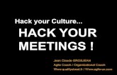 Hack your Culture HACK YOUR MEETINGS...Lean Thinking ! Transparency Feedback Courage Excellent. A really useful meeting that worth more than the time spent on it. High value " 'Above